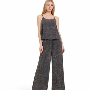 ZENANA ACID WASH CAMI SET